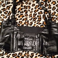 Faux Leather Bralette, Extra Small