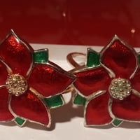 Vintage Poinsettia Napkin Rings/Holders, Set of 2