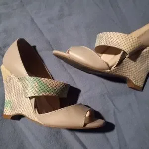 Gallery image 2 for BONIA Strappy Wedge Heels, Size 4