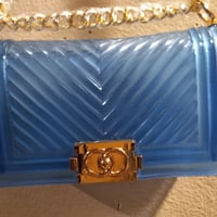 Gallery image 1 for Blue plastic crossbody purse
