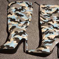Gallery image 2 for FashionNova Boot Camp Knee High Camo Boots w/Drawstring