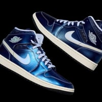 Gallery image 1 for Air Jordan 1 Mid SE Metallic Blue Quilted Basketball Shoes