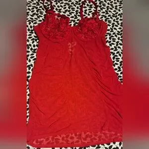 Cacique Red Sheer Nightie
