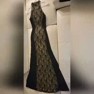 Gallery image 3 for A'GACI Black Dress w/Lace Panel