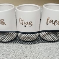 Gallery image 2 for Makeup Brush Organizer, Trio of Brush Cups w/Basket