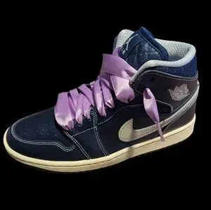 Gallery image 4 for Air Jordan 1 Mid SE Metallic Blue Quilted Sneakers