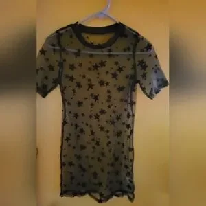 SHEIN Sheer Star Print Top