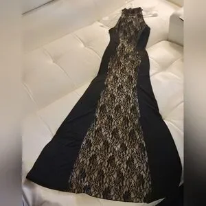 Gallery image 2 for A'GACI Black Dress w/Lace Panel