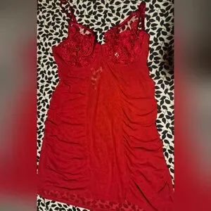 Gallery image 2 for Cacique Red Sheer Nightie