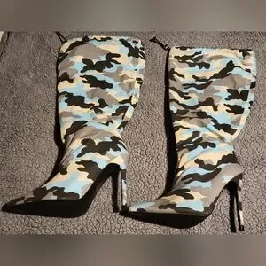 Gallery image 2 for Camouflage Stiletto Boots