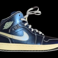 Gallery image 5 for Air Jordan 1 Mid SE Metallic Blue Quilted Basketball Shoes