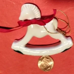 Gallery image 1 for Vintage Bone China Xmas Ornament Rocking Horse