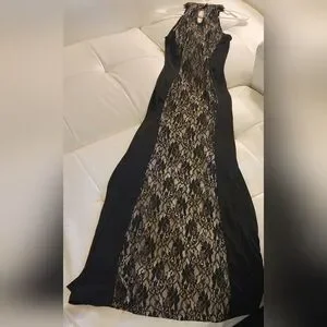 Gallery image 1 for A'GACI Black Dress w/Lace Panel