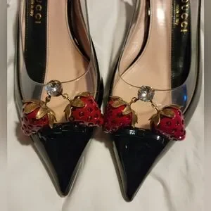 Gallery image 3 for Gucci Eleanor Strawberry Plexi Slingbacks, 36.5