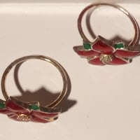 Gallery image 2 for Vintage Poinsettia Napkin Rings/Holders, Set of 2
