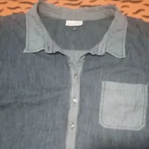 Plus Size Women's Denim Shirt Dress, 4X