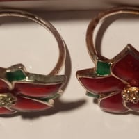 Gallery image 1 for Vintage Poinsettia Napkin Rings/Holders, Set of 2