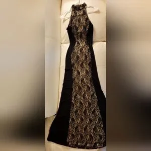 A'GACI Black Dress w/Lace Panel