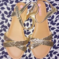 FABKIDS Glitter Sandals, Size 5