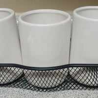 Gallery image 1 for Makeup Brush Organizer, Trio of Brush Cups w/Basket