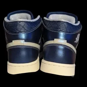 Gallery image 2 for Air Jordan 1 Mid SE Metallic Blue Quilted Sneakers