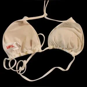 Gallery image 3 for Surf Style Juniors White Bikini w/Gold Lamé Dollar Signs $$
